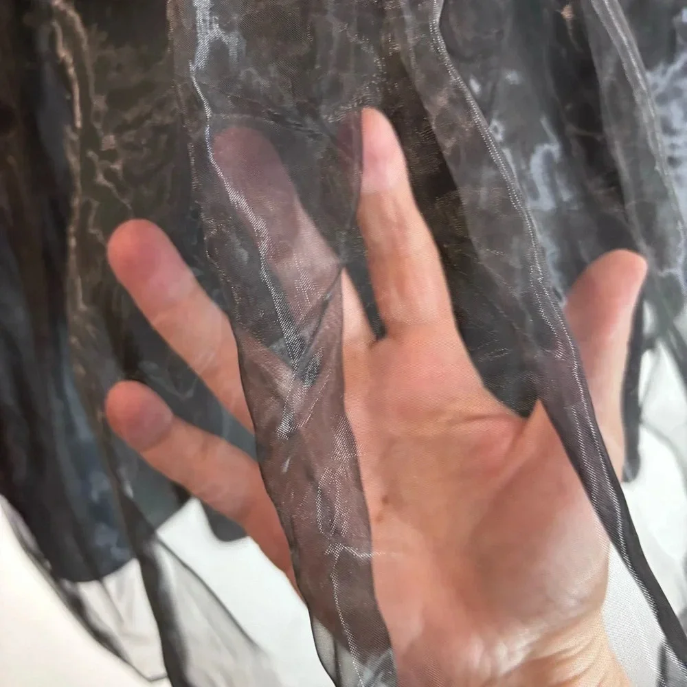 EVER NEW Sz 2 Gathered Elastic Waist Sheer Lined Gold  Polka Dot Midi Skirt NEW - Picture 7 of 12